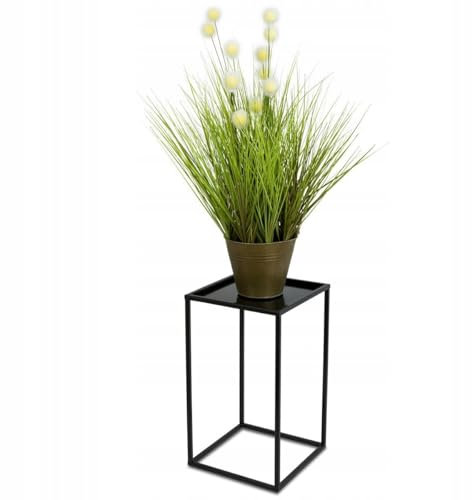 Loft HowHomely Blumenständer Metall Schwarz 40 cm Hoch - Solider und Robuster Blumenhocker Metall - Pflanzenständer für die Dekoration in Wohnzimmer Schlafzimmer oder Büro