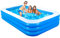 GALAXYER Inflatable Paddling Pool, 3 Rings Large Rectangular Family Swimming Center for Kids Toddlers Adult, Indoor Outdoor Garden Swimming Pool, 205 × 125 × 50 CM