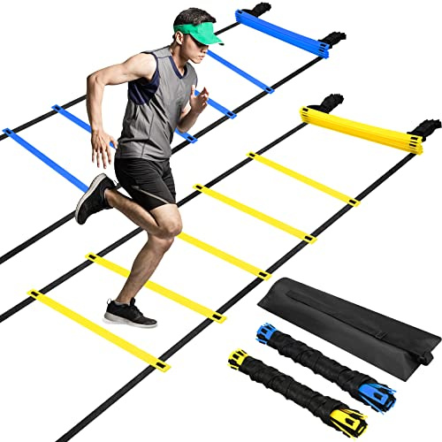 Sosation 2 Pack 20Ft Agility Ladder Adjustable Speed Ladder with Carry Bag