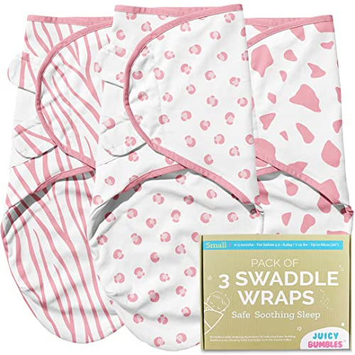 Sovpåse för Bebis - 3-pack Swaddle Wrap Inlindningsfiltar - 3 Swaddle Filtar för inlindning 100% Bomull