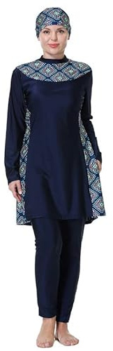 DANIOS Women Modest Muslim Swimsuit Plus Size Full Coverage Islamic Burkini Hijab 3 Piece Long Sleeve Rash Guard Swimwear