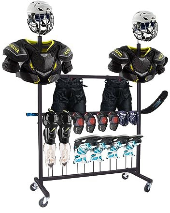 ztysn Hockey Gear Drying Rack - Ice Hockey Stick Holder Field Hockey Equipment Dryer - Large Hockey Display Storage Rack Sports Metal Shelving Tree Stand for Lacrosse (Patent Protected)