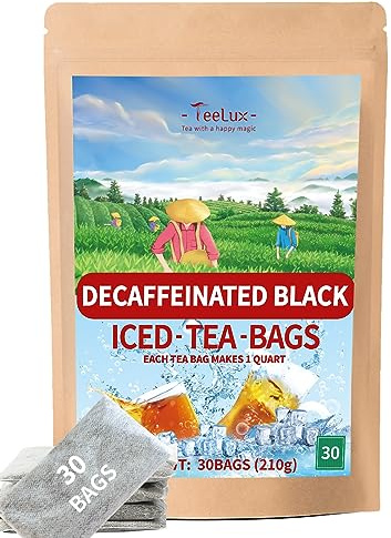 TeeLux Decaf Black Tea, Decaffeinated Black Tea Bags, Family Size, Smooth & Refreshing Taste, Unsweetened Iced Tea 30 Count