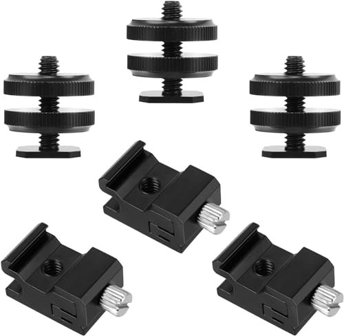 3 Set Blitzschuh Adapter enthält 3 Kamera Blitzschuhadapter 1/4 Stativschraube und 3 verstellbare Metall Blitzschuhhalterung Blitzhalterung Lampenhalter für Stativ DSLR Kamera LED Licht Flash