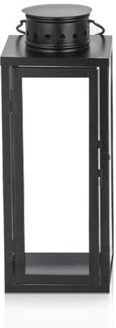 XPJBKC Laterne Schwarz, Laternen für Draußen für Kerzen Deko, Wetterfest Garten Laternen für Draußen, Boltze Laterne Farol für Friedhof Kerze, Glaslaterne für Innen, 13.5 * 13.5 * 35 cm