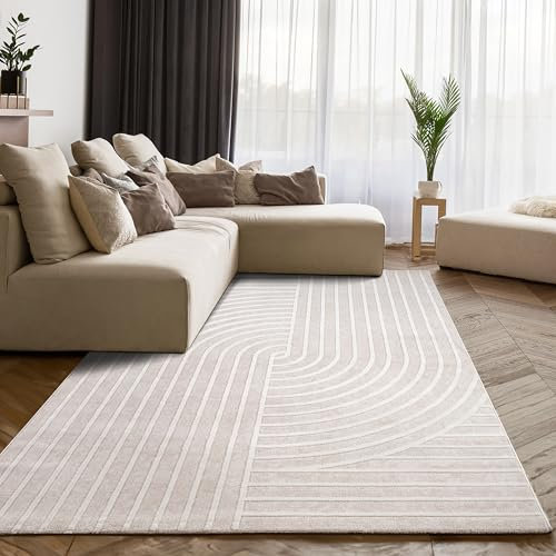 Paco Home Teppich Wohnzimmer Schlafzimmer Skandinavisches modernes Design mit Glanzdetails 3D Effekt Luxuriös Boho Soft-Touch Creme beige, Grösse:80x150 cm