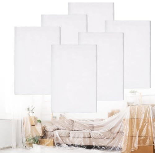 Yimomoyi 4x5m Bache de Protection Peinture, 6 Paquets Plastique Protection Peinture, Film de Couverture Feuilles de Plastique Imperméables pour La Peinture et l'ameublement