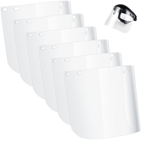 Kingdder 6 Pcs Clear Face Shield Replacement for Grinding and Cutting, 15x 8x 0.04 Inches Safety Faceshield Visors(PET,Edgeless)