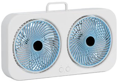 Generico Ventilatore Da Scrivania - Raffreddatore ad Aria con Doppia Testa | Ventilatore USB Silenzioso Ricaricabile e Appendibile per Camera Da Letto, Ufficio, Palestra, Asilo e