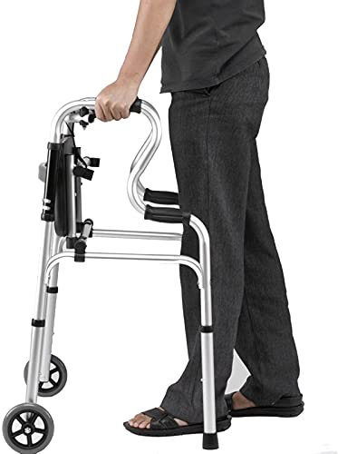 Déambulateur Pliable, déambulateur léger pour Personnes âgées avec siège, Aide à la Marche Pliable en Aluminium pour intérieur/extérieur, déambulateur Portable à Hauteur réglable