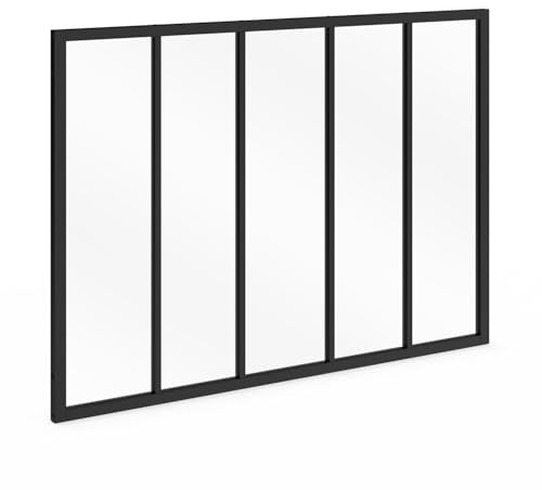 IDMarket - Verrière Atelier 5 vitrages L. 150 x H.108 cm en métal Noir et Verre trempé