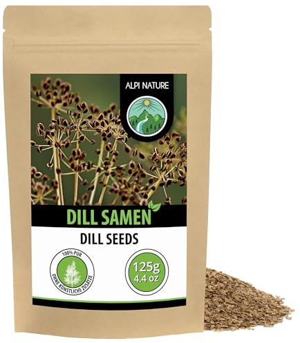 Alpi Nature Dillsamen 125g, Dill Samen ganz für Gewürzmischungen und Kräutertee, Einlegegewürz