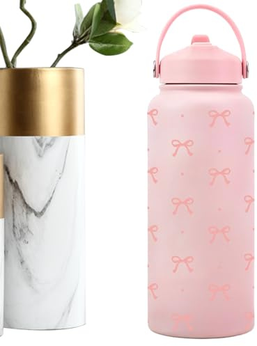 demaxiyad Insulated Flask Stainless Steel Thermal Mug with Knot Pattern Insulated Water Bottles with Straw for Hot and Cold Coffee, School, Sports, Home and Travel