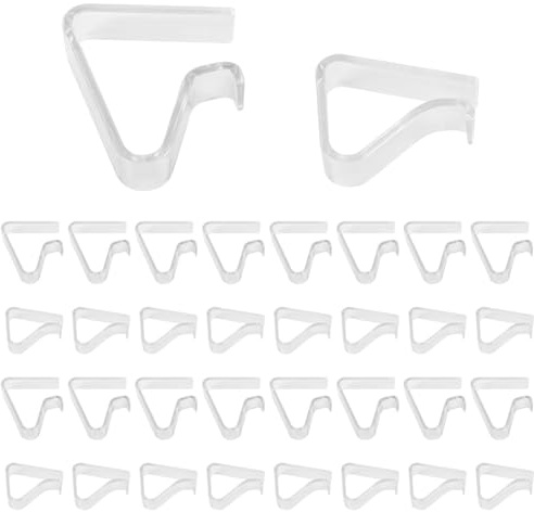 Tecbeauty 32Pcs Clear Tablecloth Clips, Plastic Table Cover Holder Clamps, Table Cloth Clips for Outdoor Party Camping Picnic Christmas Wedding (16 Large+16 Small)