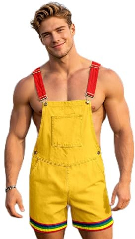 Tethatuca Peto Para Hombre Mono Cargo Pantalones Cortos De Trabajo Corte Holgado Retro Verano Con Bolsillos Suave A La Moda Cómodo Mono Corto Ropa De Calle Casual Amarillo