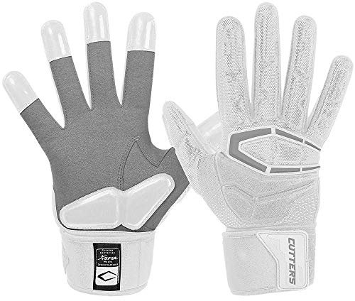 Cutters Lineman Guanti da calcio imbottiti Force 3.0 Extreme Grip, palmo e dorso della mano imbottiti flessibili, per adulti, 1 paio, bianco, per adulti: XXXL