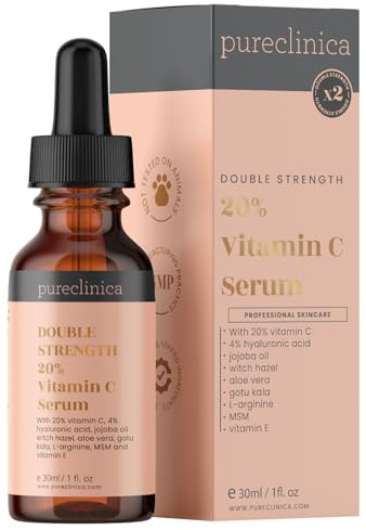 20 % vitamin C serum (med 4 % HS, 2,5 % L-arginin, 2,5 % vitamin E & 1 % ferulinsyra) – 30 ml – SKU: VCSE30