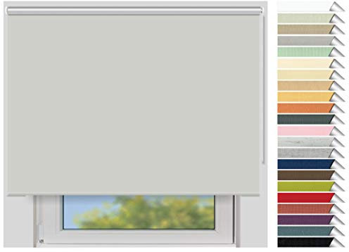 EFIXS Thermorollo Maxi - Rollos nach Maß - 32 mm Rollowelle - Stoffbreite bis 250 cm, Höhe bis 300 cm - Hier: bis 160 cm x bis 150 cm (BxH) - hellgrau (054) - mit & ohne Bohren