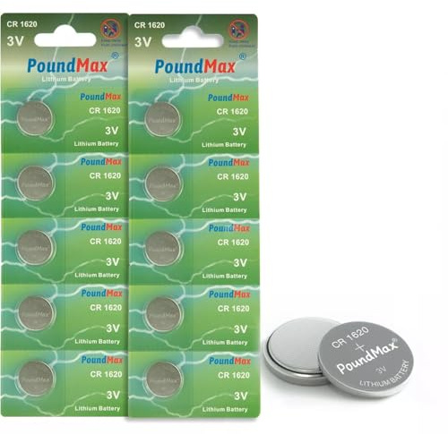 10 x PoundMax 1620 CR1620 DL1620 3V Lithium Coin Cell Batteries