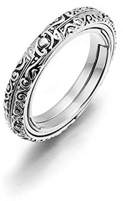 Xiton 1PC Astronomical Kugel Faltbare Kugel-Ring Drehbare Cosmic Finger-Ring-Retro- Weinlese-Paar-Ring-kreatives Geschenk für Liebhaber Paar (Silber, 6)
