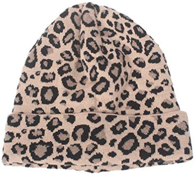 VALICLUD Damen Strickmütze Mit Leopardenmuster, Warme Wolle Beanie Für Herbst Und Winter, Modeaccessoires Für Drinnen Und Draußen