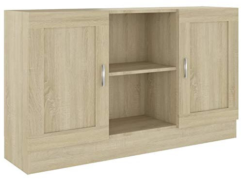Tidyard Aparador Moderno de Aglomerado - Armario Auxiliar de Almacenamiento para Salón Con 2 Compartimentos y 2 Puertas - Roble Sonoma 120x30,5x70 cm