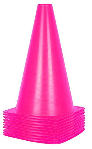 Alyoen 9 inch Traffic Cones, Plastic Sport Cones, Pink Soccer Training Cones for Outdoor Activity & Festive Events (Sets of 10/15/ 20)