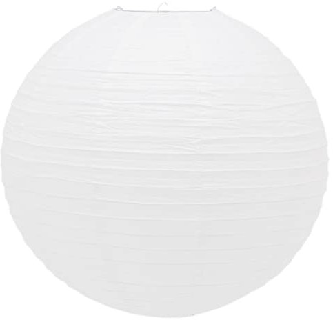 50cm Round White Paper Light Shade Lantern | Classic Bamboo Style Ribbed Paper Lampshade | Large Circle Ceiling Lightshade