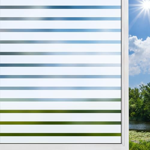 DIFIT Pellicola per Vetri Finestre 60x200cm, Strisce Larghe Pellicola Adesiva per Vetri Elettrostatica Autoadesiva Pellicola Vetri Decorativi Anti UV Pellicola Privacy Finestre per Ufficio Casa