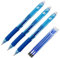 RAYLU PAPER® - 3 Stück einziehbare Kugelschreiber mit Hybrid-Gel-Tinte, blau und 0,7 mm Strich (3 Kugelschreiber + 3 Ersatzteile)