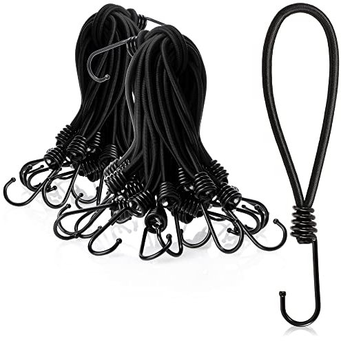 COM-FOUR® 50x Premium Planenspanner mit Haken - Spanngummi für Banner, Plakate, Zelte, Planen, Pavillion - Zeltspanner für Camping - Gummispanner - Expanderschlinge (50 Stück - schwarz - 18cm)