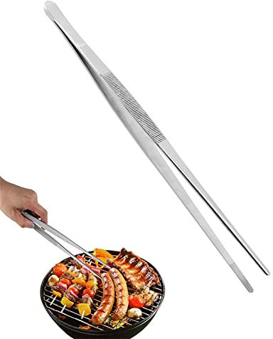 TSLRSA Pinze da Cucina，30cm Acciaio Inossidabile Pinze Cucina Professionali, Pinza Cucina Acciaio, Design Seghettato per Una Presa Salda, Adatte per Chef, Bistecche, Barbecue, Cucinare