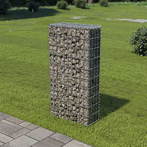 Keketa Gabion Wall with Covers Galvanised Steel Gabion Basket Garden Fences Metal Gabions for Stones Gabions Planter 50 x 20 x 100 cm