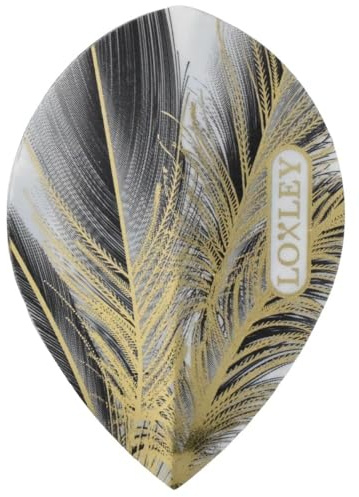 Loxley Feather Grey & Gold Pear - Dart Flights