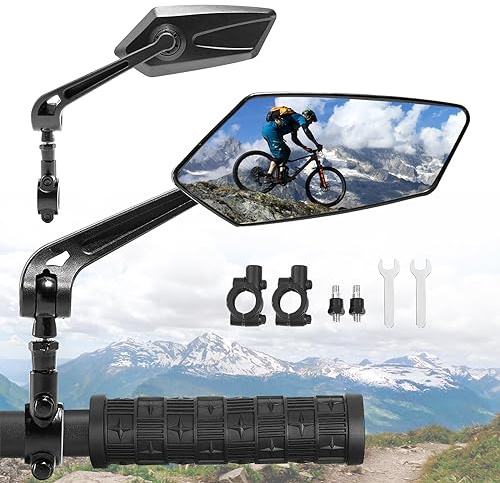 Specchietto Bici 2 Pezzi, Grandangolari HD Ruotabile 360° Antiurto