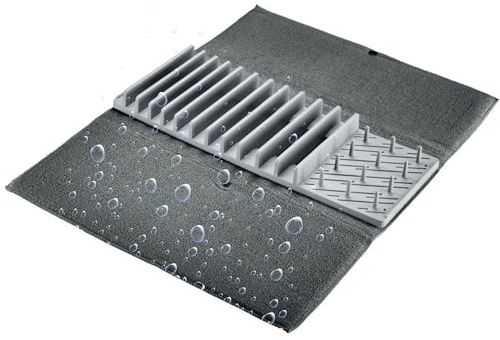 Westmark Tappetino scolapiatti con portapiatti - Tappetino scolapiatti molto assorbente con portapiatti, lavabile in lavatrice, ideale per scolare i piatti - 60 x 46 cm