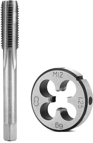 QWORK® Machos de roscar M12x1.25mm, juego de machos y terrajas