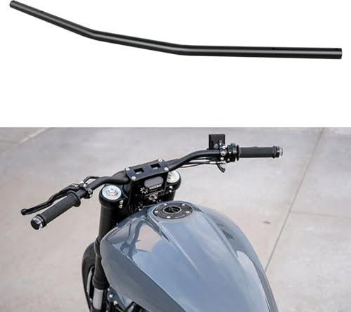 DREAMIZER Motorradlenker 7/8 22 mm Lenker Niedrige Biegung Universal für Cafe Race Bobber Motocross Dirt Pit Bike ATV Ebike, Schwarz