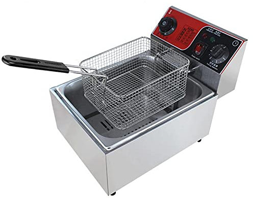 Friggitrice elettrica 6L/6L+6L, friggitrice elettrica Commerciale con cestello, con Funzione di Controllo della temporizzazione e della Temperatura, per Uso Commerciale e Domestico