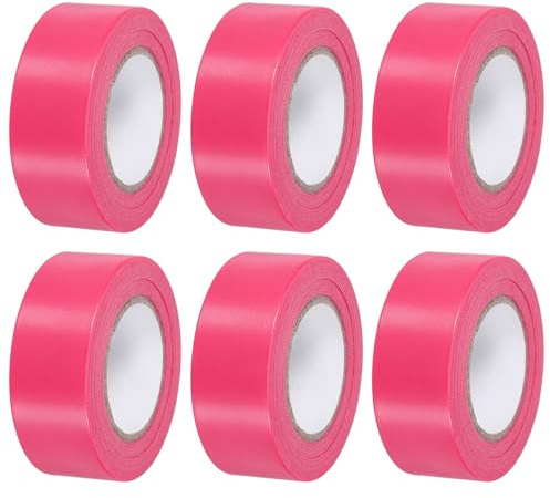 PATIKIL Nastro Segnaletico 1 x98', Confezione da 6 Rotoli Nastro Segnaletico Neon in PVC Non Adesivo per Delimitare Confini di Rilevamento degli Alberi, Percorsi Esterni, Rosa Rossa