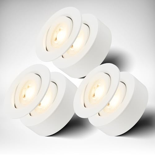 B.K.Licht 3-pack 2-i-1 LED-spotlight Infälld och Svängbar, Varmvitt Ljus, Platt Tak, 230 V LED, 68 mm