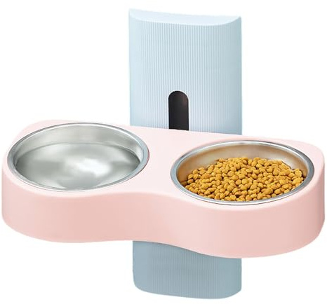 Bol de nourriture réglable mural pour chat - Bol de nourriture pour animaux double réglable en hauteur et amovible | Bol d'eau peu encombrant pour chiens de petite et moyenne, Bol pour