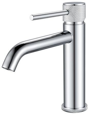 Wasserhahn Bad, Waschtischarmatur Waschbecken Armaturen Einhebelmischer Einhand Mischbatterie Chrom, Modern Waschtisch-Armatur, Waschtischarmatur mit Auslauf Höhe 105mm