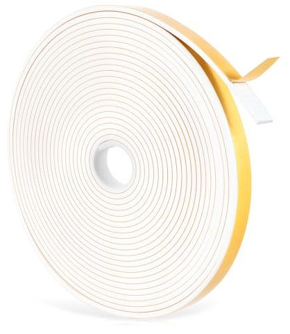 Weather Stripping Door Seal, Strong Adhesive Door Soundproofing Weather Strip, High Density Foam Insulation Tape for Frame Windows Sliding(0.47in x 0.12in x 26.24Ft, White)