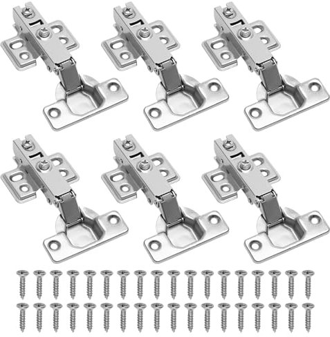 6 Piezas Bisagras Muebles Cocina con Freno Acero Laminado en Frío, Bisagras Puertas Cocina Cierre Suave para Armarios, Armarios y Librerías