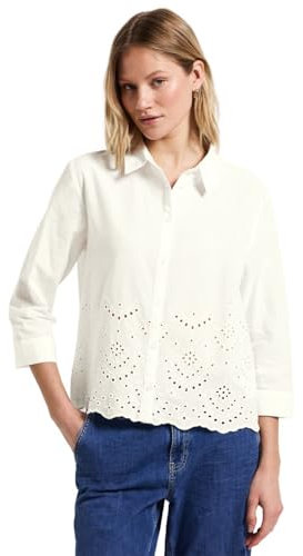 Street One Damen A345396 Hemdbluse mit Stickerei, Off White, 38