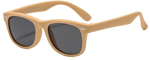 Suertree Gafas de sol para niños de silicona polarizadas para niños cuadradas flexibles anti UV400 para niños y niñas de 3 a 12 años, marrón