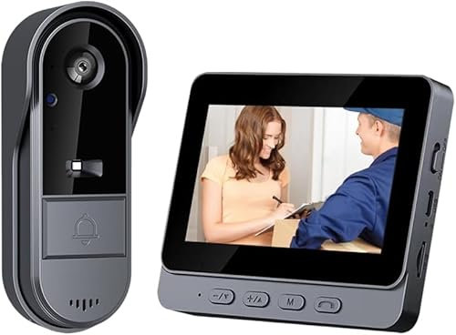 TKMARS Sonnette Vidéo sans Fil avec Écran & Caméra 1080P Visiophone Étanche IP65 Interphone Connecté Doorbell Camera Extérieur Notification Instantanée Nuit Vision L'appartement Interphone Video