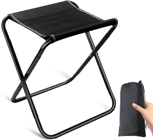 HAASIKI Campinghocker Faltbar, Mini Tragbarer Klapphocker Klein, Falthocker Leichtgewicht, Tragfähigkeit bis 220 Pfund, Leichter Angelhocker für Wandern, Angeln und Draussen