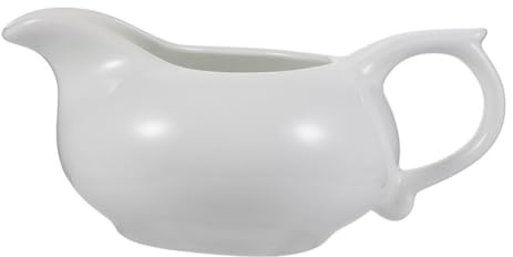 Ceramic Gravy Boat with Handle for Condiments and Nuts White